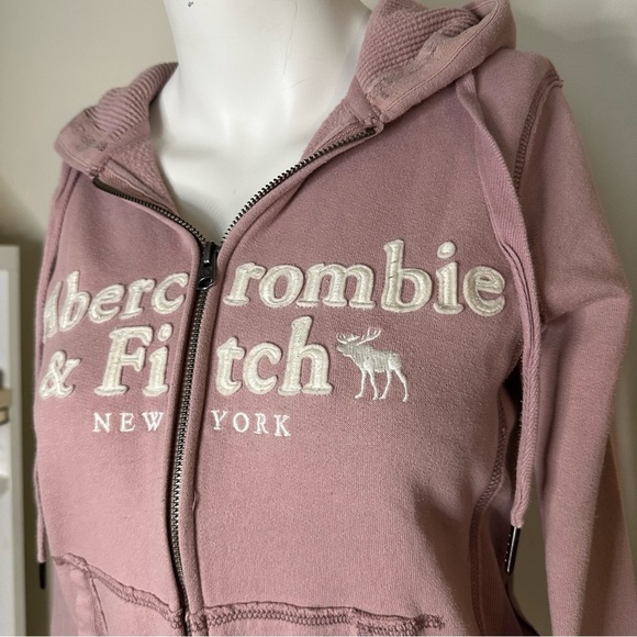 Abercrombie & Fitch Y2K Dusty Rose Pink Zip-up Hoodie - Picture 3 of 6